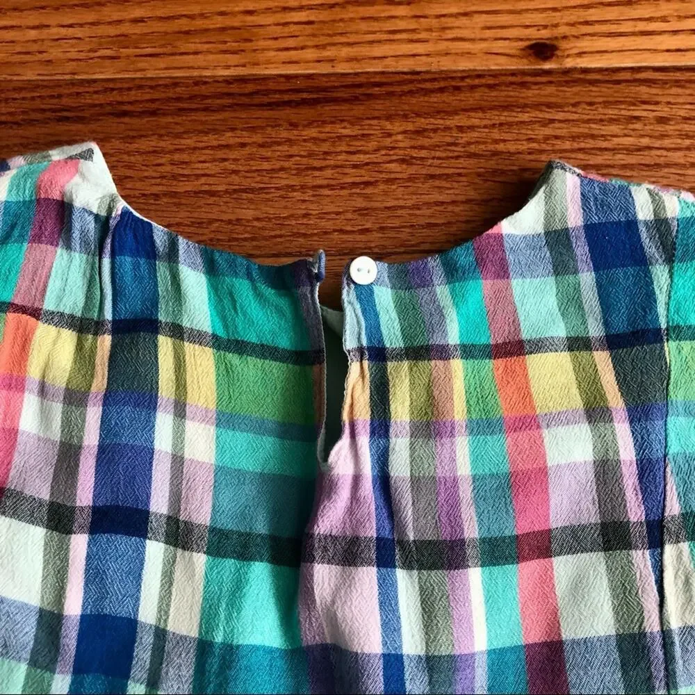 GAP KIDS Plaid Multicolor Peplum Top Short Sleeve Lined Girl’s Size XL